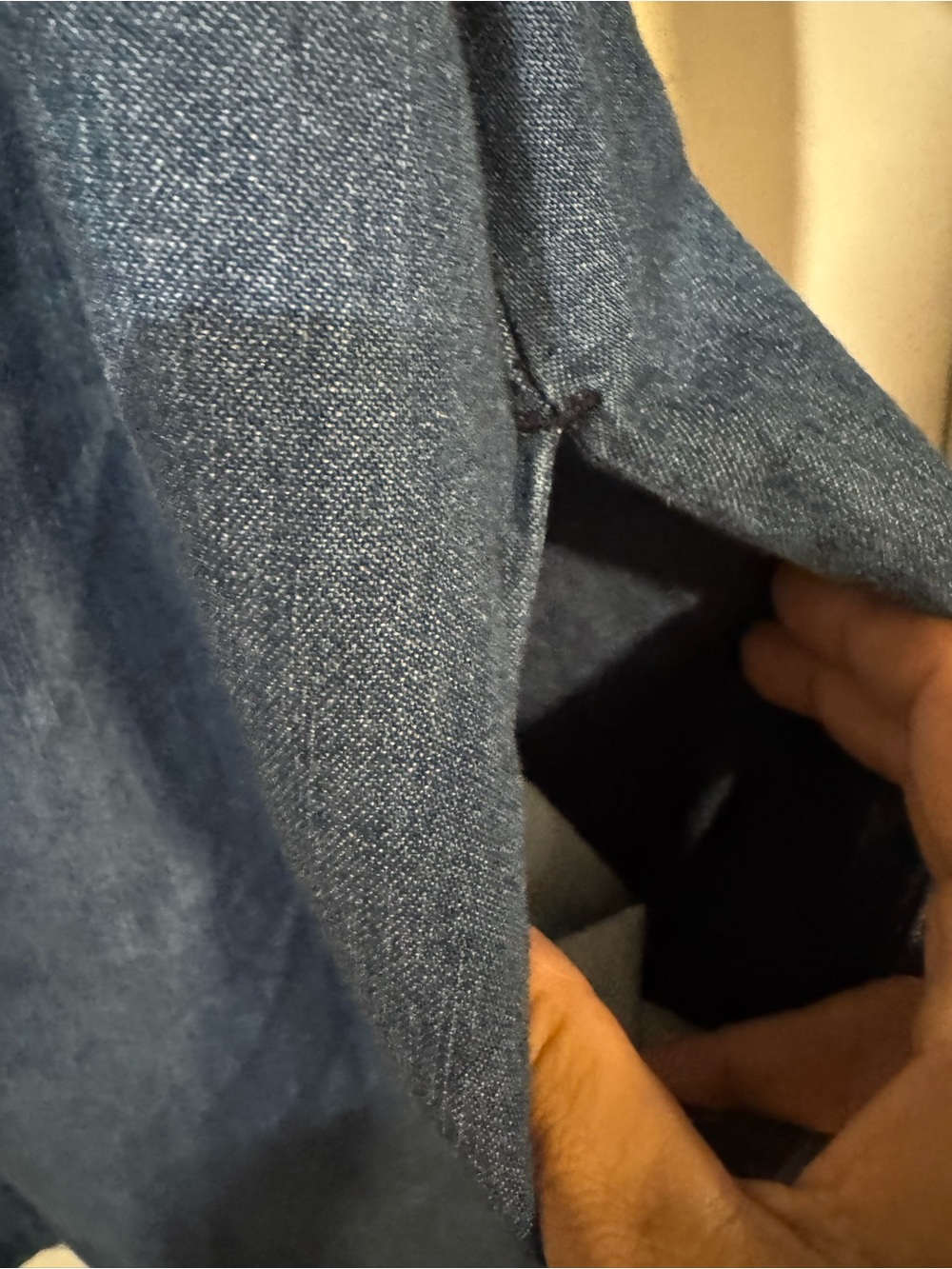 Kim Rogers XL Blue Indigo Cotton Tunic Dress Shift Pockets Washed Denim Look - Picture 9 of 10